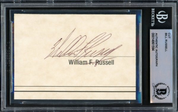 Bill Russell Autographed Signed 2.5X3.5 Cut Signature Boston Celtics Full Name Beckett Beckett 