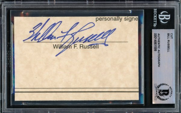 Bill Russell Autographed Signed 2.5X3.5 Cut Signature Boston Celtics Full Name Beckett Beckett 