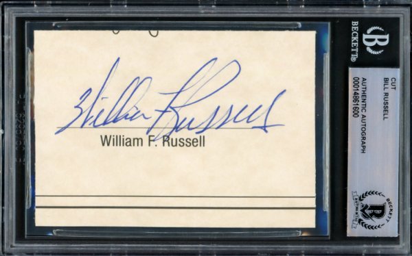 Bill Russell Autographed Signed 2.5X3.5 Cut Signature Boston Celtics Full Name Beckett Beckett 