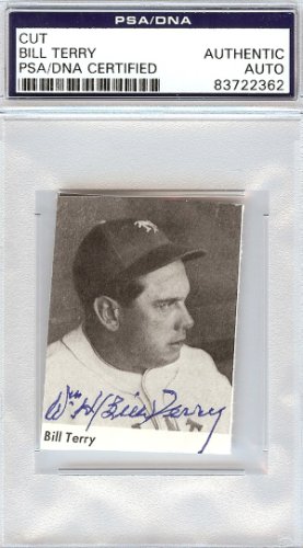 Bill Terry Autographed 2X2.5 Cut Signature PSA/DNA