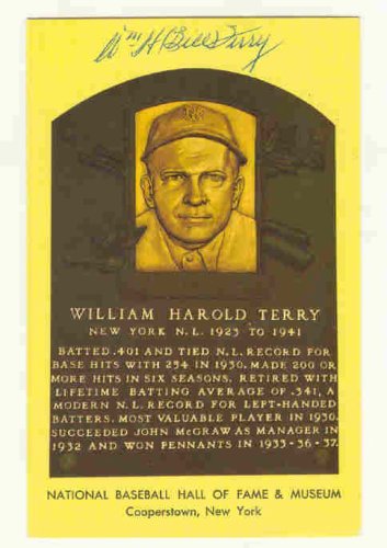 Bill Terry Autographed Signed Hall Of Fame Gold Plaque - Autographs