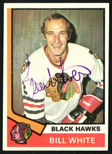 Bill White Autographed 1974-75 Topps Card #90 Chicago Blackhawks #150089