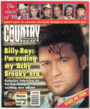 Billy Ray Cyrus Autographed Signed "Country Weekly" Full Magazine August 27, 1996 - JSA Hologram #EE61377 (No Label) 