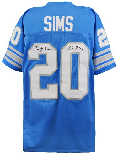 Billy Sims Autographed Signed Blue Custom Football Jersey w/80 ROY 