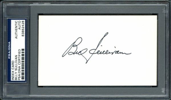 Billy Sullivan Jr. Autographed Signed 3X5 Index Card Cleveland Indians, Brooklyn Dodgers PSA/DNA 