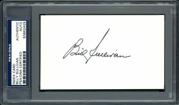 Billy Sullivan Jr. Autographed Signed 3X5 Index Card Cleveland Indians, Brooklyn Dodgers PSA/DNA 