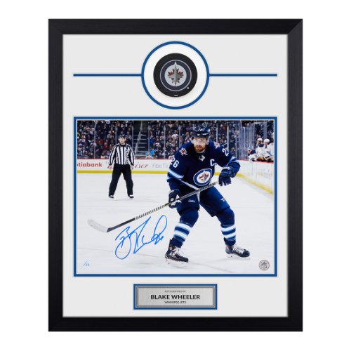 Blake Wheeler Autographed Signed Winnipeg Jets Puck Logo 19x23 Frame