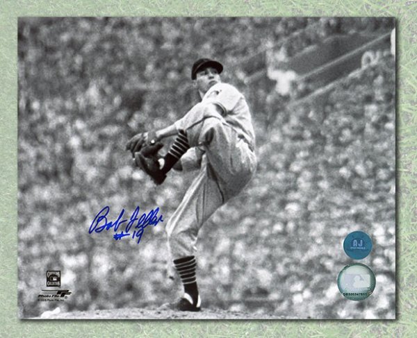 Bob Feller Autographed 6x8.5 Photo Picture Pack Cleveland Indians Beckett  BAS #F98284