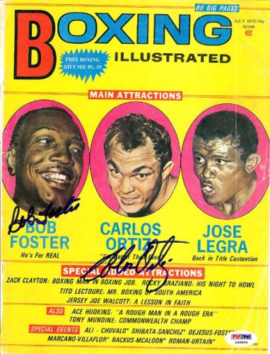 Bob Foster & Carlos Ortiz Autographed Boxing Illustrated Magazine Cover PSA/DNA