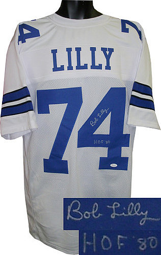 Bob Lilly Autographed Signed White Custom Stitched Pro Style Football Jersey HOF 80 XL- JSA Hologram 
