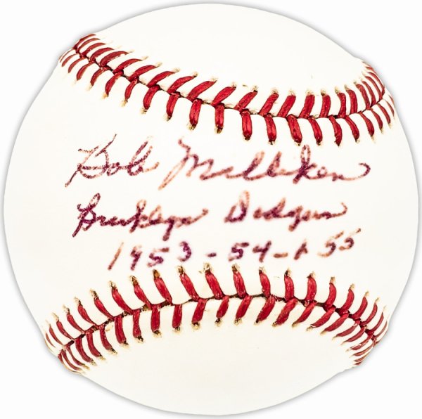 Bob Milliken Autographed Signed Official Nl Baseball Brooklyn Dodgers "1953-54-55" Beckett Beckett Qr #Bm25331 