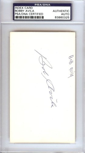 Bobby Avila Autographed 3X5 Index Card Cleveland Indians PSA/DNA