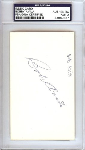 Bobby Avila Autographed 3X5 Index Card Cleveland Indians PSA/DNA