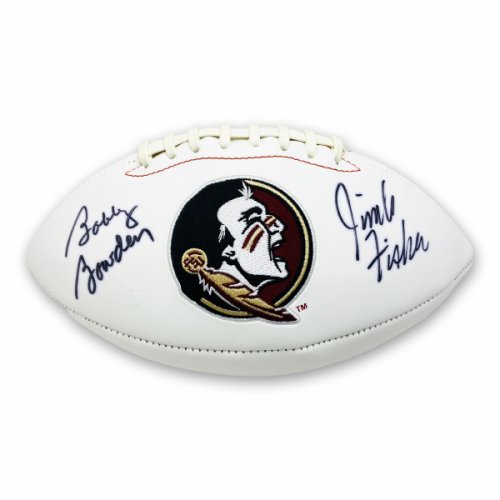 Bobby Bowden and Jimbo Fisher Autographed Signed FSU White Panel Logo Football - PSA/DNA 