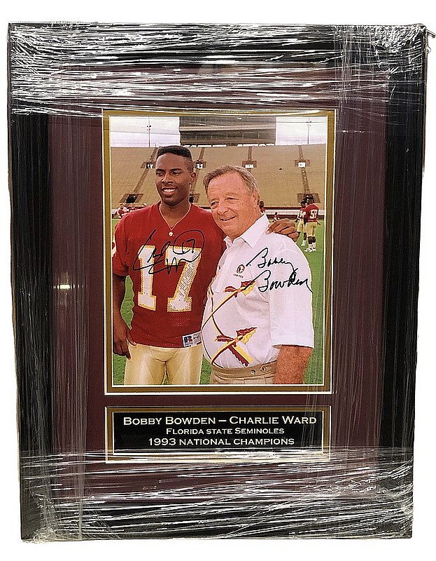 Bobby Bowden & Charlie Ward Autographed Signed Florida State Seminoles Framed Picture Day 8x10 Photo with Nameplate 