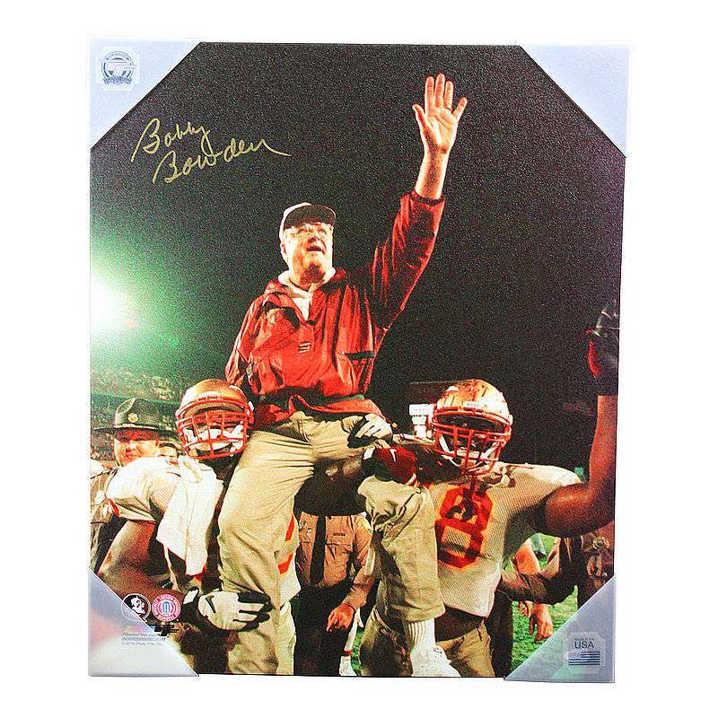 Bobby Bowden Signed FSU Stretched Carried off Field Postgame 24x20 Canvas