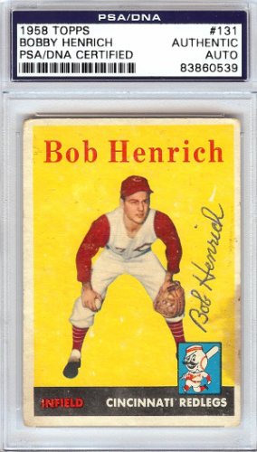 Bobby Henrich Autographed 1958 Topps Card #131 Cincinnati Redlegs PSA/DNA