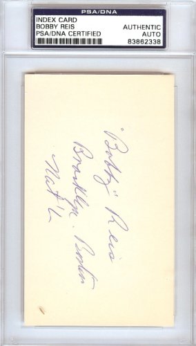 Bobby Reis Autographed Signed 3X5 Index Card Brooklyn Dodgers, Boston Braves PSA/DNA 