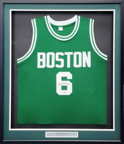Boston Celtics Bill Russell Autographed Signed Framed Green Jersey JSA 