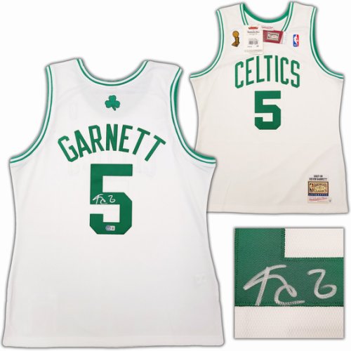 Boston Celtics Kevin Garnett Autographed Signed White Authentic Mitchell & Ness Hardwood Classics 2007-2008 Jersey Size L Beckett Beckett Qr #203551 