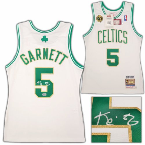 Boston Celtics Kevin Garnett Autographed Signed White & Gold Authentic Mitchell & Ness Hardwood Classics 2008 Jersey Size S Beckett Beckett Qr #203552 