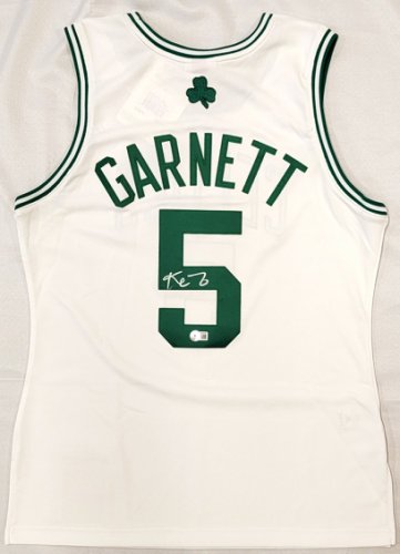 Boston Celtics Kevin Garnett Autographed Signed White Mitchell & Ness 2007-08 Hardwood Classics NBA Finals Patch Jersey Size M Beckett Beckett Witness #Wv46232 