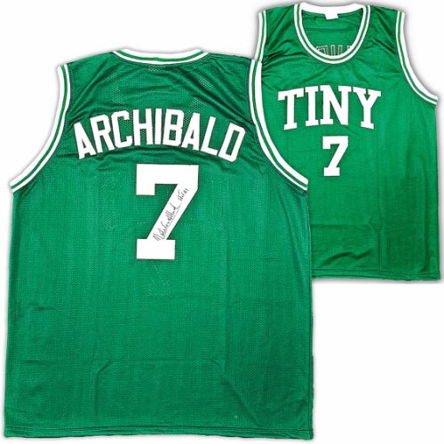 Boston Celtics Nate "Tiny" Archibald Autographed Signed Green Jersey "HOF 91" JSA 