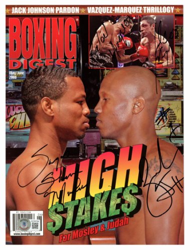 Boxing Legends Autographed Signed Boxing Digest Magazine With 4 Signatures Including "Sugar" Shane Mosley Beckett Beckett 
