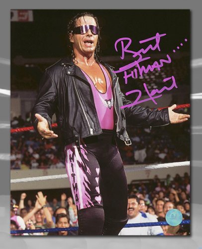 Bret Hitman Hart WWE Autographed Signed Wrestling Sunglasses 8x10 Photo
