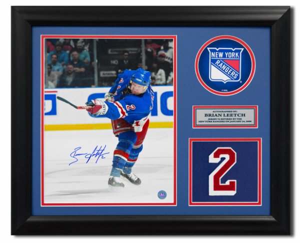 Brian Leetch New York Rangers Autographed Signed 20x24 Retired Number Frame