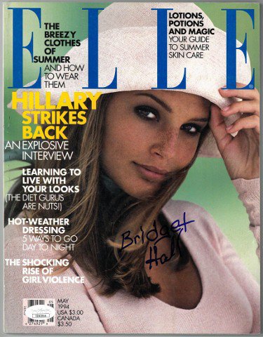 Bridget Hall Autographed Signed Elle Full Magazine May 1994- JSA #EE63214 