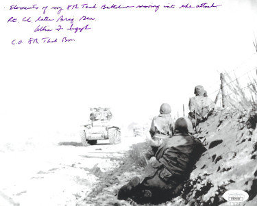 Brigadier General Albin F. Irzyk Autographed Signed Vintage WWII 4th Armored Div. Patton's 3rd Army B&W 8x10 Photo w/ inscription- JSA Holo 