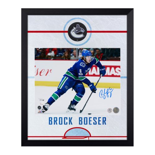Brock Boeser Autographed Signed Vancouver Canucks Graphic Rink 19x23 Frame