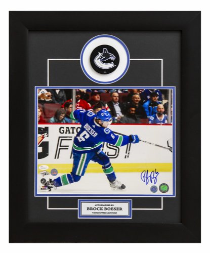 Brock Boeser Vancouver Canucks Autographed Signed Slapshot 20x24 Puck Frame