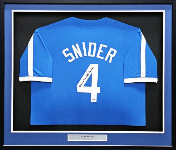 Brooklyn Dodgers Duke Snider Autographed Signed Framed Blue Jersey PSA/DNA 
