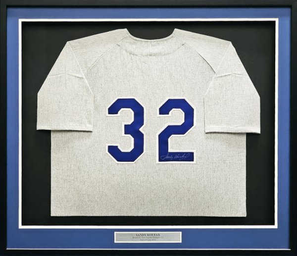 Brooklyn Dodgers Sandy Koufax Autographed Framed Grey Jersey Beckett Beckett