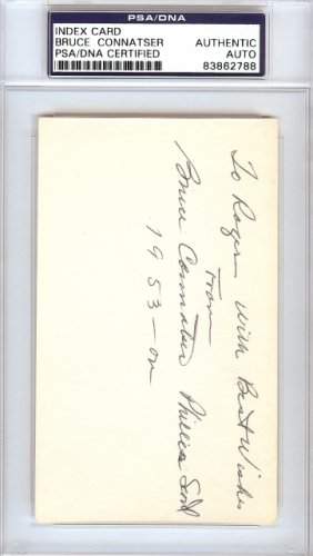 Bruce Connatser Autographed Signed 3X5 Index Card Philadelphia Phillies, Detroit Tigers "To Roger" PSA/DNA 