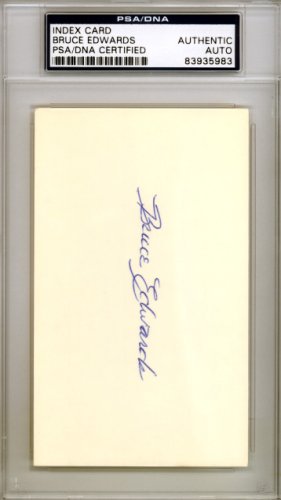 Bruce Edwards Autographed Signed 3X5 Index Card Brooklyn Dodgers PSA/DNA 