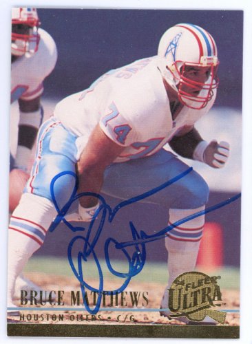 Bruce Matthews Autographed Houston Oilers Custom Jersey Inscribed HOF 07