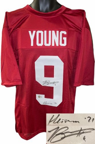 Bryce Young Autographed Signed Alabama Crimson Custom Stitched College Football Jersey Heisman '21 #9 XL- Beckett/BAS Witnessed 