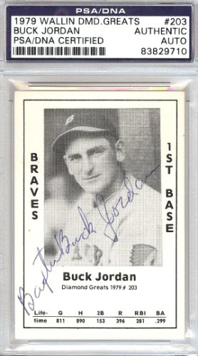 Buck Jordan Autographed Signed 1979 Diamond Greats Card #203 Braves PSA/DNA 
