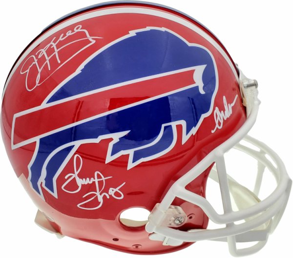 Buffalo Bills Team Greats Autographed Signed Authentic Proline Full Size Red Helmet With 3 Signatures Including Jim Kelly, Thurman Thomas & Andre Reed Beckett Beckett 