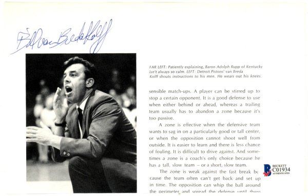 Butch Van Breda Kolff Autographed Signed 8X5 Magazine Page Photo New York Knicks Beckett Beckett 