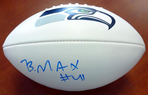 Byron Maxwell Autographed Signed White Logo Football Seattle Seahawks Mcs Holo #76412 