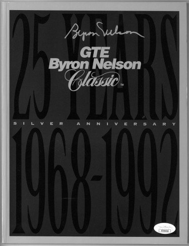 Byron Nelson Autographed Signed 1992 GTE Byron Nelson Classic Golf Silver Anniversary Program- JSA #EE60450 