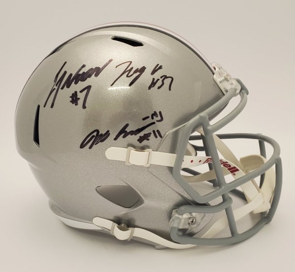 C.J. Stroud, Jaxon Smith-Njigba, TreVeyon Henderson Ohio State Buckeyes Autographed Signed Speed Replica Helmet - Beckett Authentic 