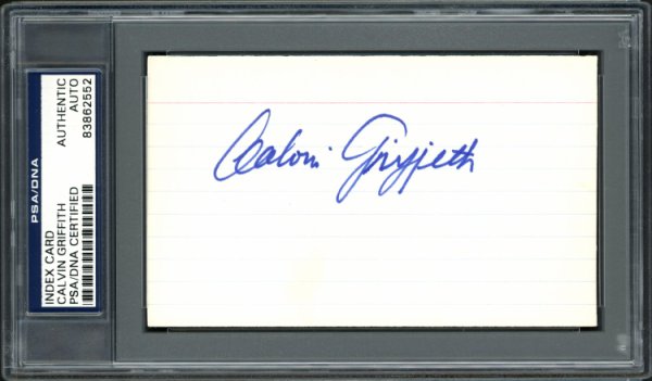 Calvin Griffith Autographed 3X5 Index Card Minnesota Twins Owner PSA/DNA