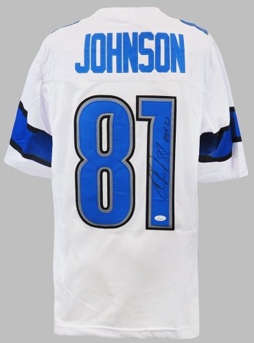 Calvin Johnson Signed/Autographed Framed Nike Jersey w/5insc COA Detroit  Lions