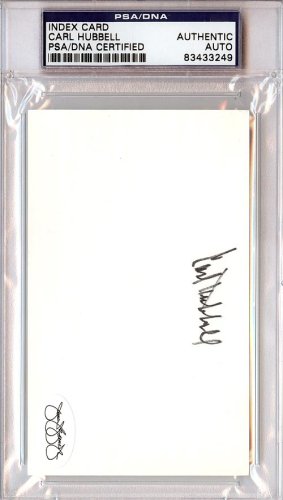 Carl Hubbell Autographed 3X5 Index Card New York Giants PSA/DNA