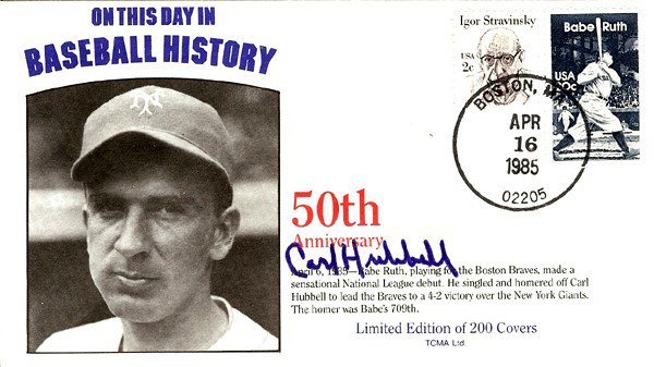 Carl Hubbell Autographed First Day Cover New York Giants PSA/DNA